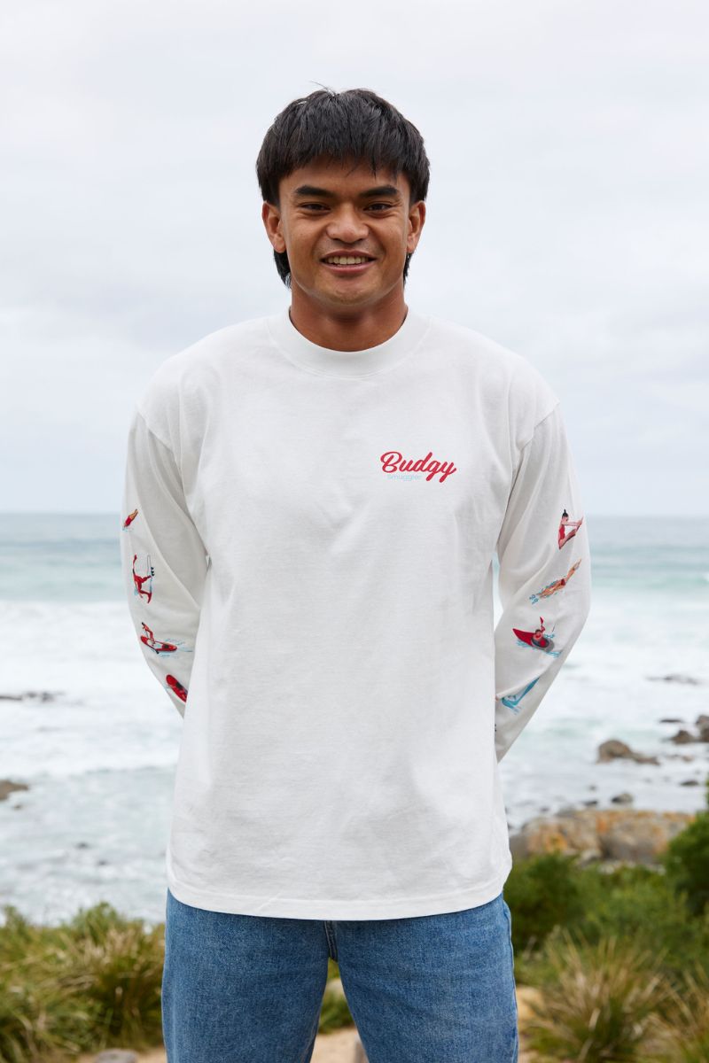 White Long Sleeve Tee with Watersports