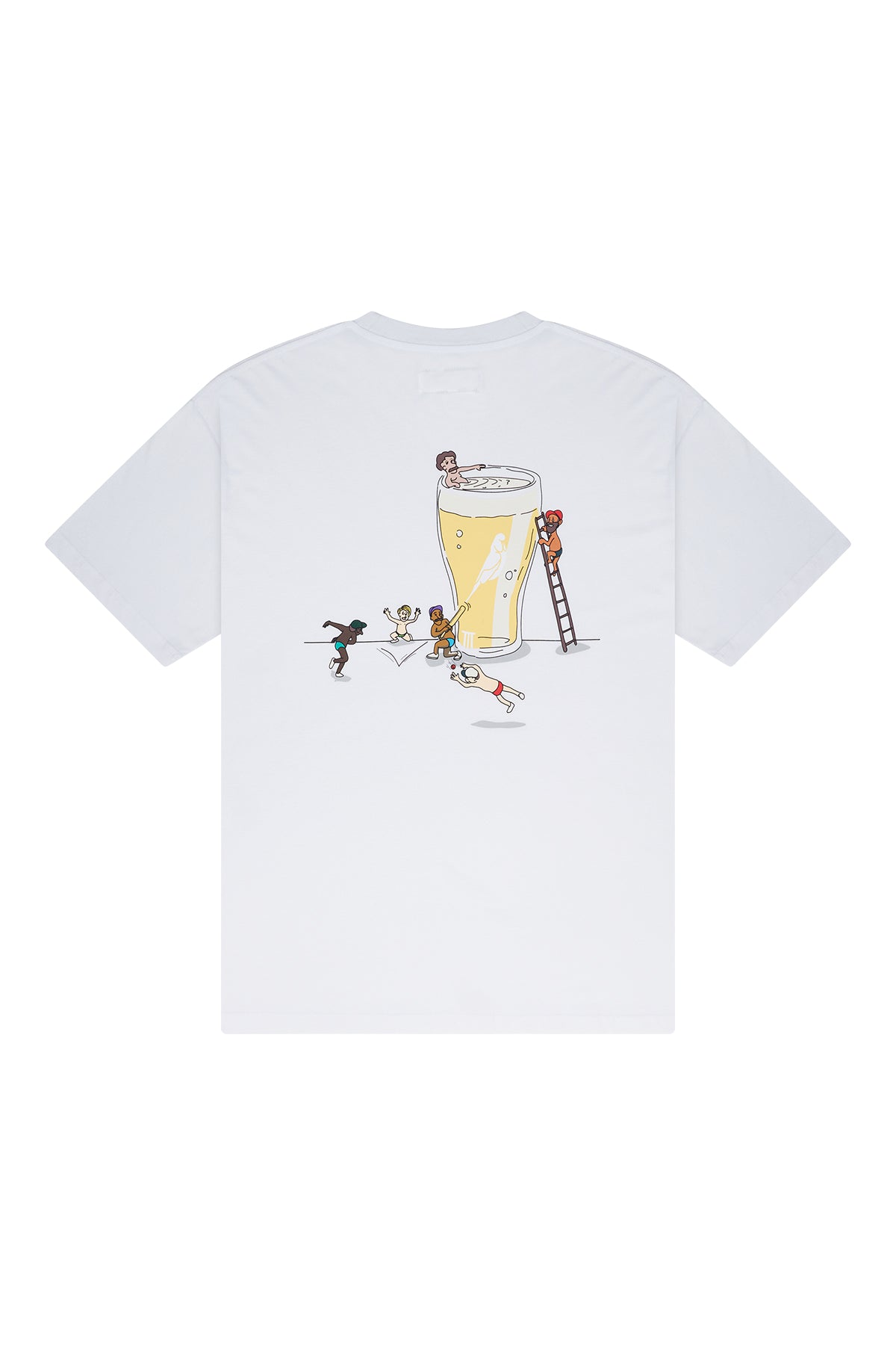 Lightweight White Tee with Teeny Tiny Beer People