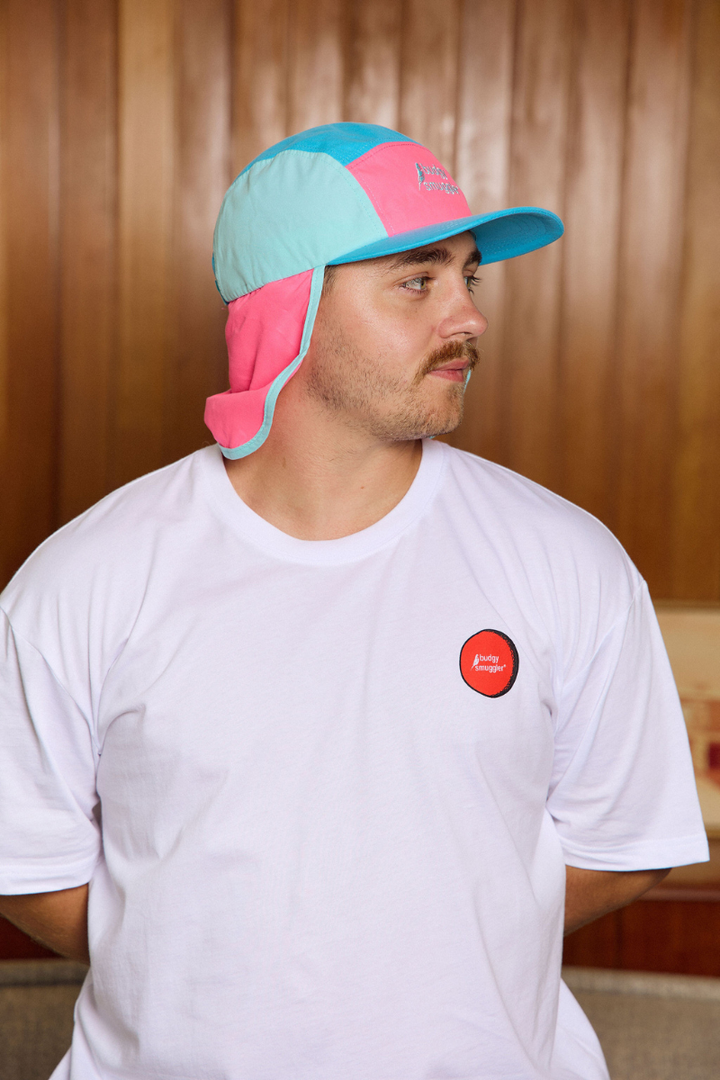 Flap Hat in Pink and Blue