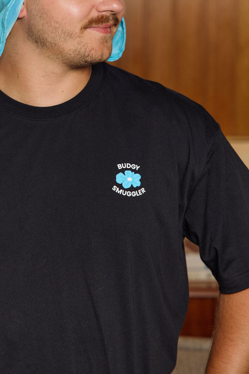 Lightweight Black Tee with Flowers