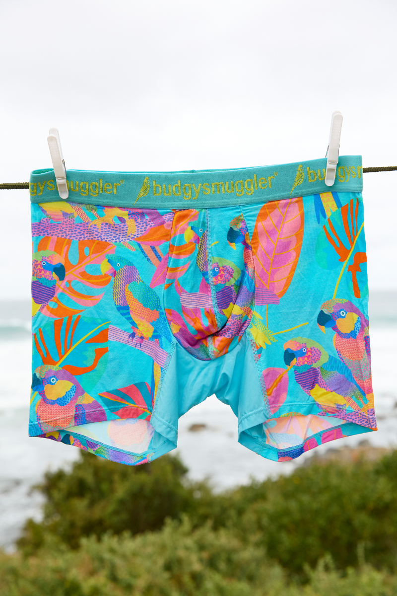 Men's Underwear Trunks in Techno Parrots