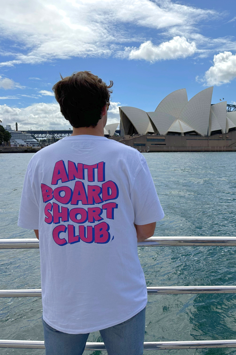 Pink Anti Board Short Club on White