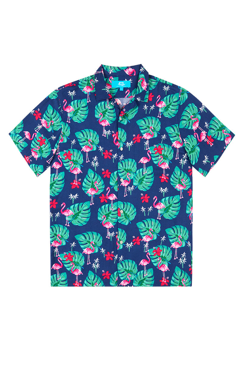 Hawaiian Party Shirt in Flamingos