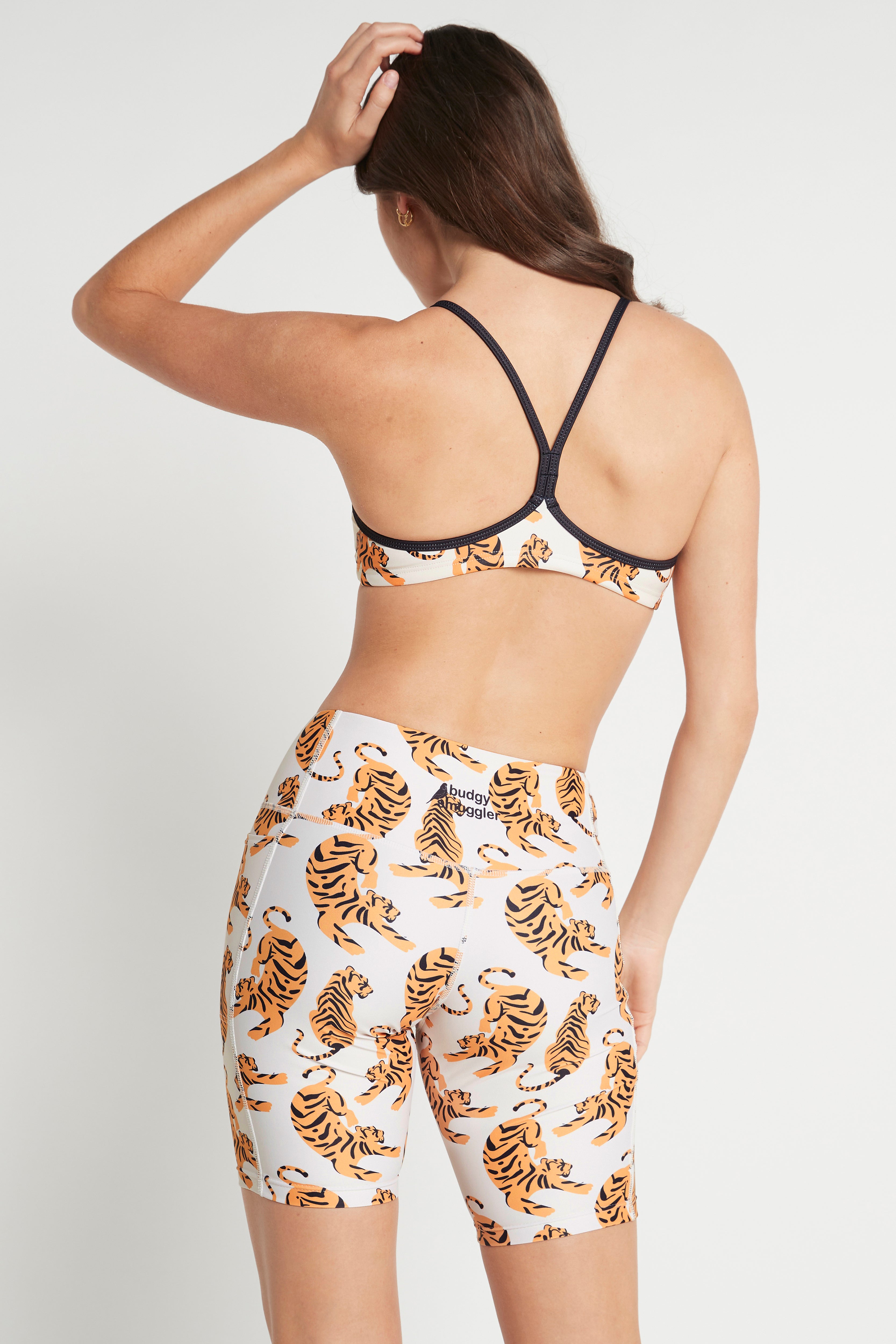 Biker Shorts in Gold Tiger With Pockets