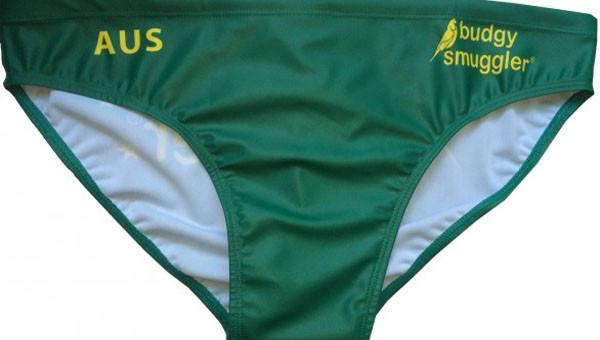 These baggy green budgie smuggler are a pair of green speedo style mens swimwear