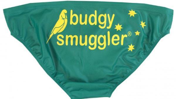 These baggy green budgie smuggler are a pair of green speedo style mens swimwear