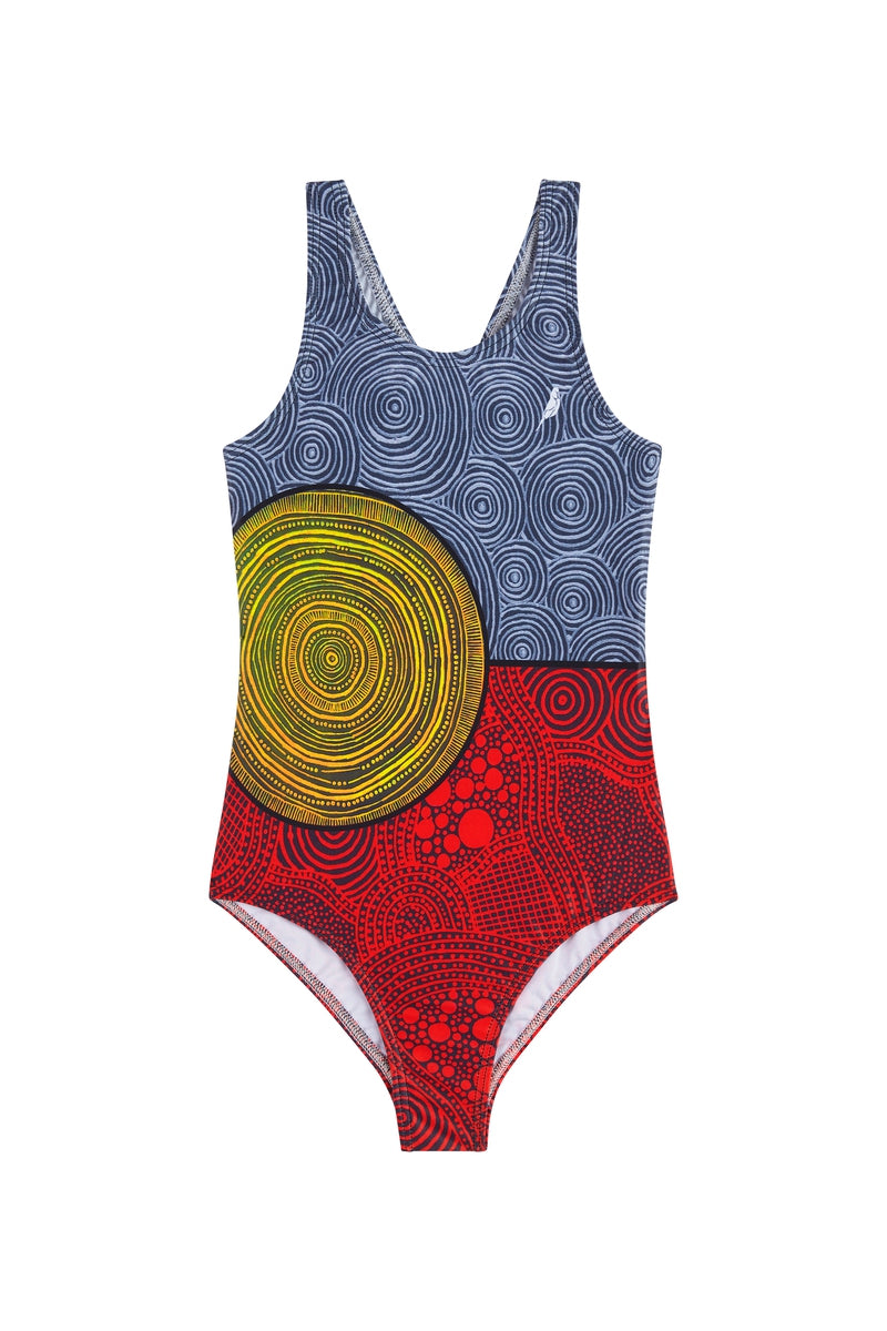 Girls One Piece in Three Kings Aboriginal Flag